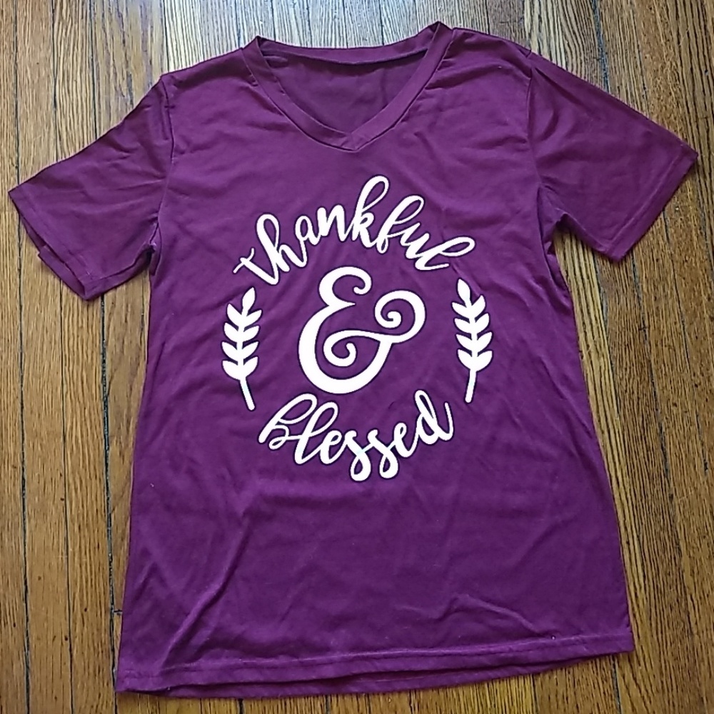 Burgundy V-Neck Graphic Tee